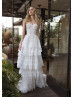 Romantic Dotted Lace Multiple Layers Wedding Dress